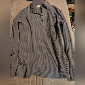 Men's Long-Sleeve Waffle Knit Henley Shirt - Gray